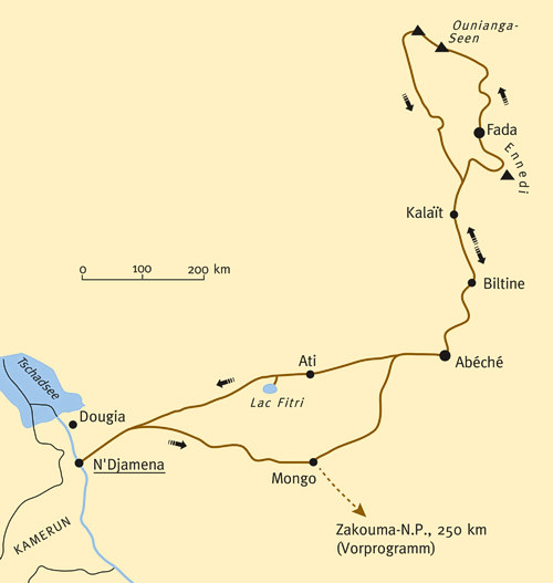 Karte zur Tour 240 - Wüsten-Traumland Ennedi im Tschad