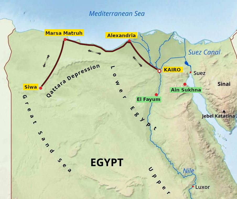 Karte zur Tour 151 - Von Kairo in die Traumoase Siwa, Ägypten