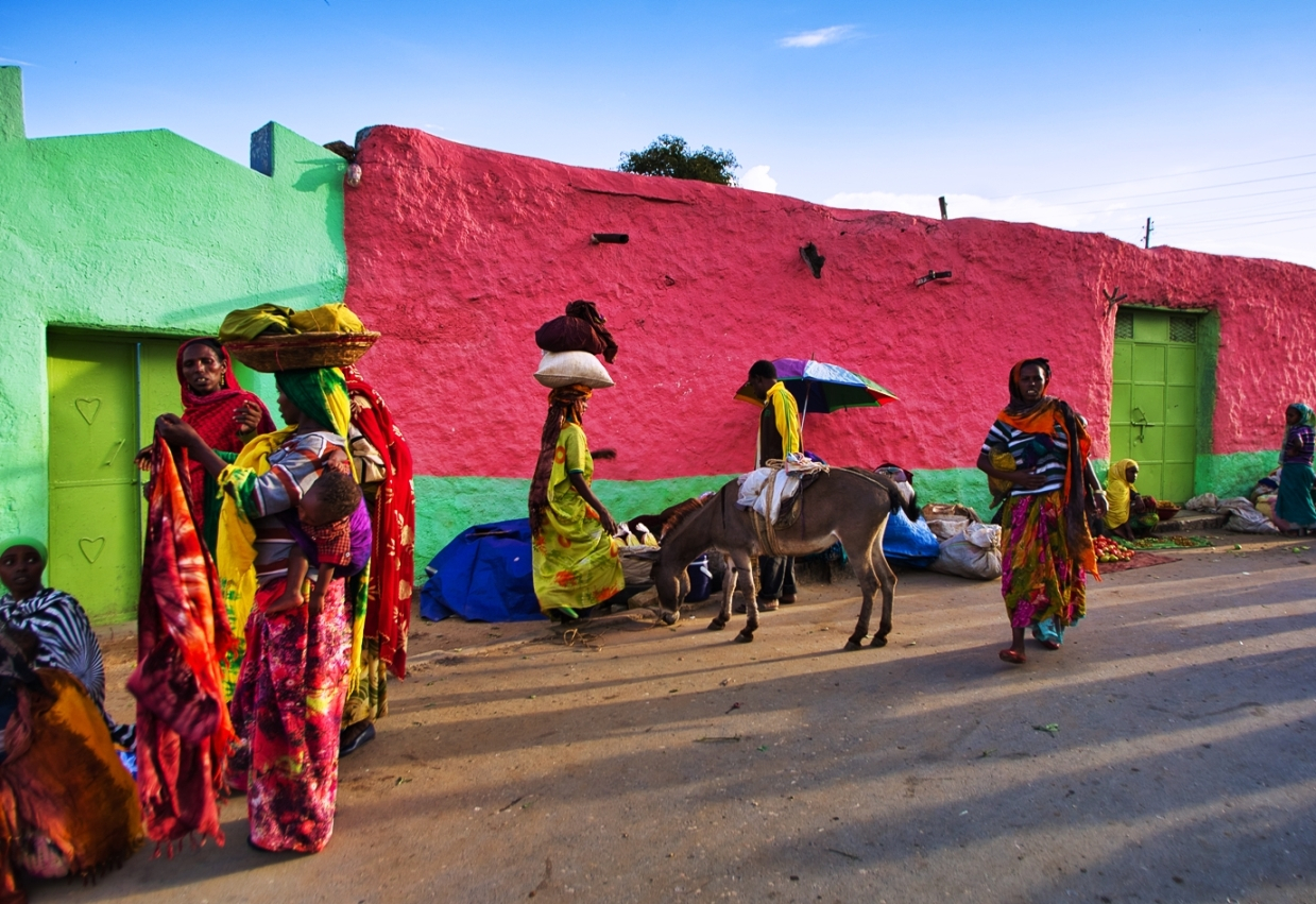 Harar, bunte Häuser