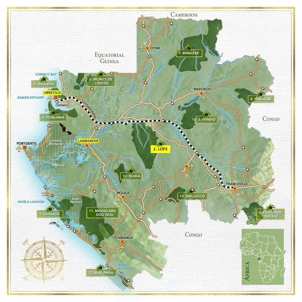 Karte zur Tour 320 - Lopé-Nationalpark, auf dem Ogowué-Fluss in Gabun