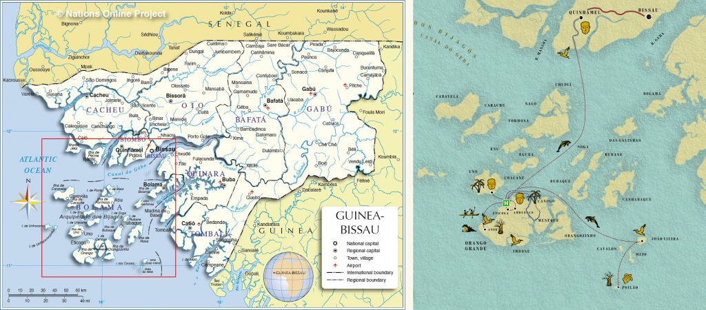 Karte zur Tour 290 - Guinea-Bissao: Naturparadies Bijagos-Inseln, flexibel