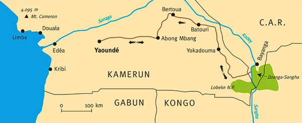 Karte zur Tour 311 - Herz des Regenwaldes: Nationalpark Dzanga Sangha