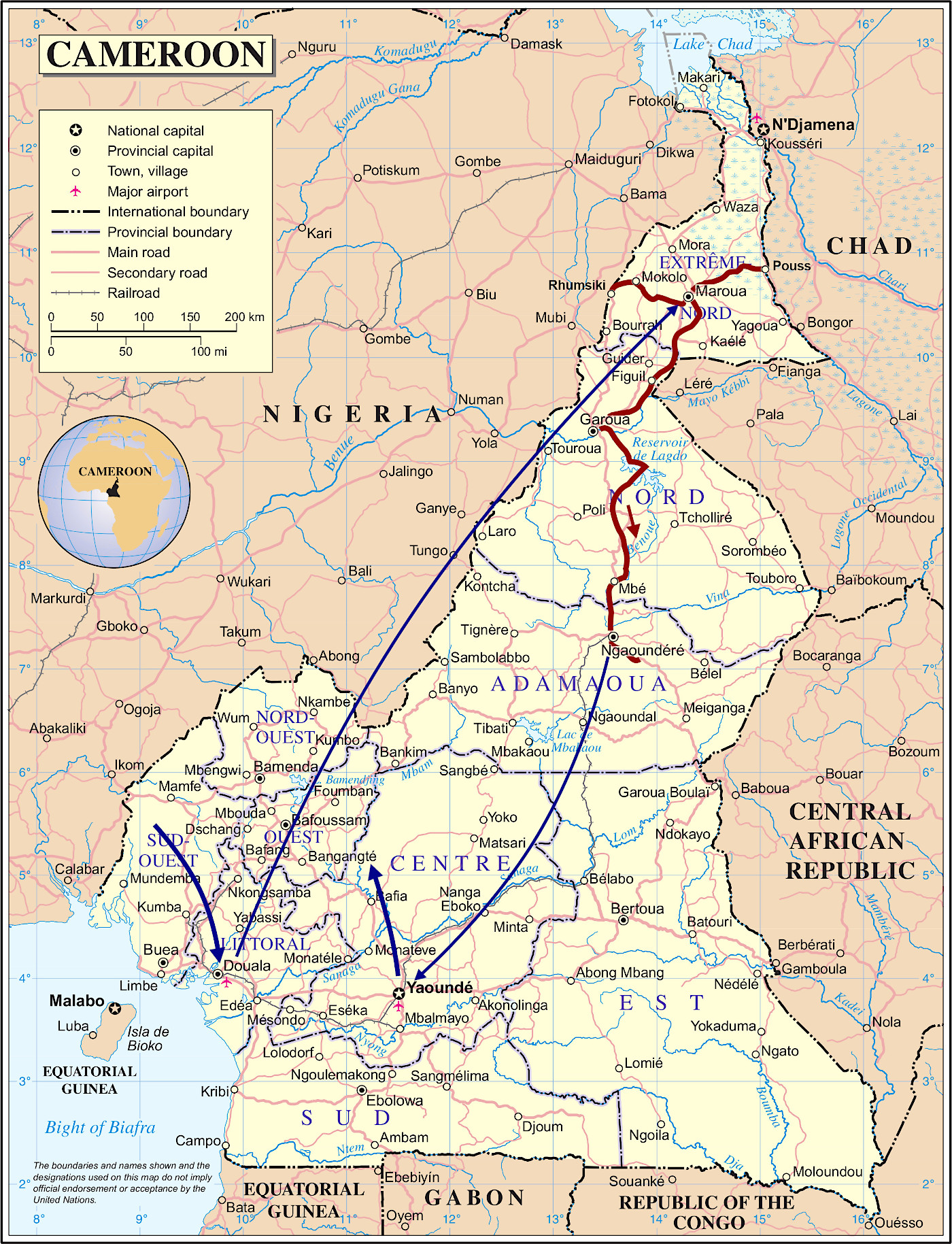 Karte zur Tour 309 - Traditionen in Nord-Kamerun