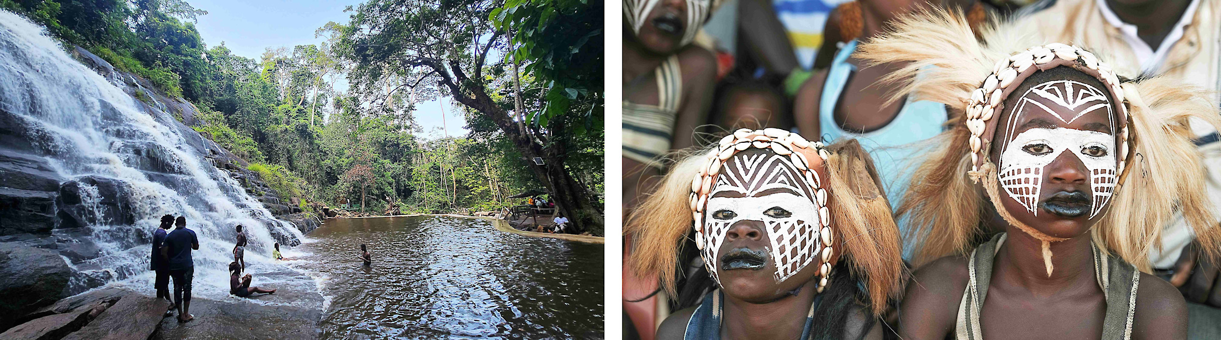 Kaskaden bei Man - Dan und Yacouba Tänzer - Werner Gartung
