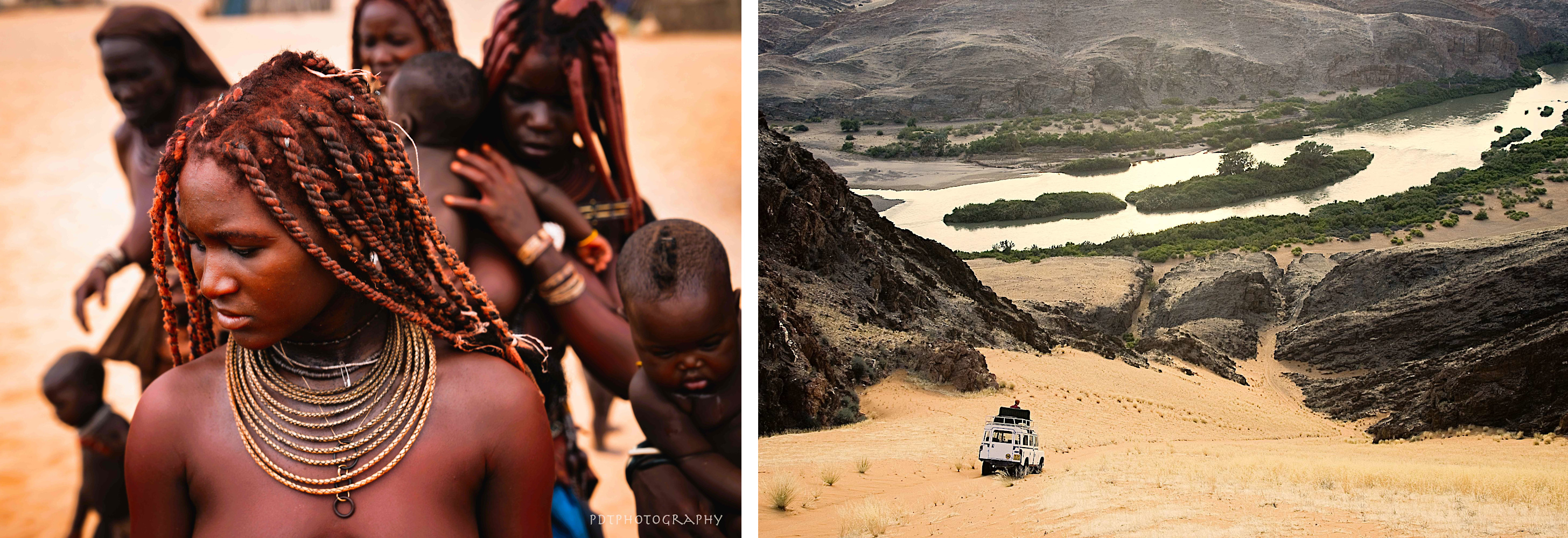 Namibia - Ovahimba-Dorf - © Philip du Toit _ Blick auf Kunene Fluss - © Lee Photos